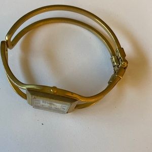 Gold tone  cuff watch EUC needs battery